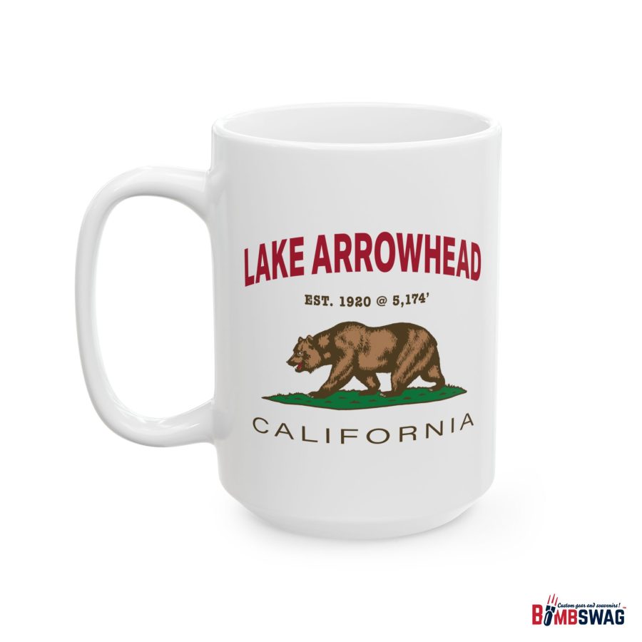 lake arrowhead coffee mug with our exclusive california bear artwork