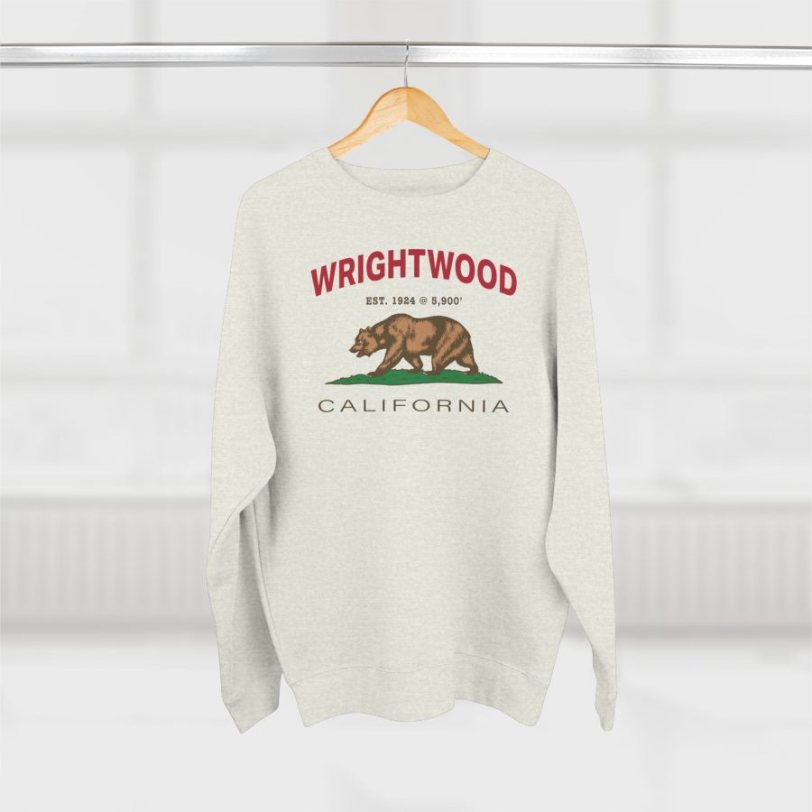 wrightwood, ca premium california bear crewneck sweatshirt with est. date + elevation