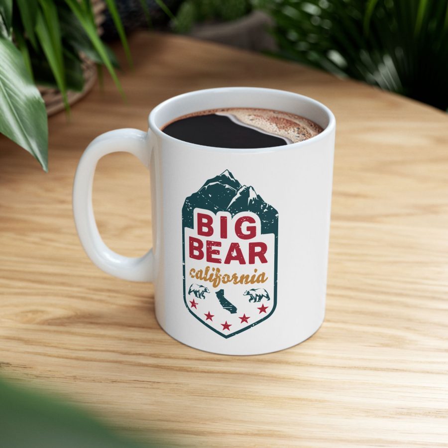 big bear coffee mug with our mountain, state, bears, and stars design