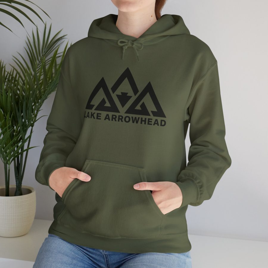 lake arrowhead unisex hoodie with our signature three peak arrowhead design