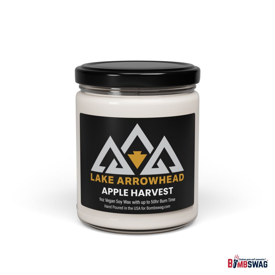 lake arrowhead candle with our black gold three peak arrowhead label art 9 oz blended soy wax