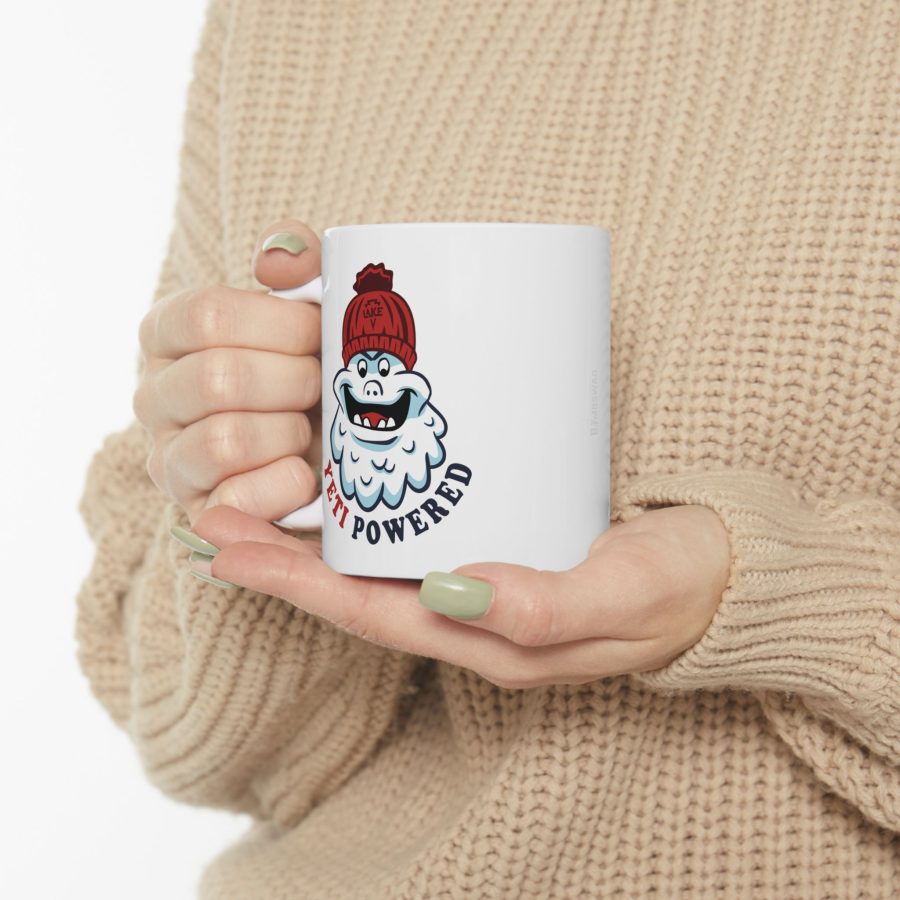 lake arrowhead coffee mug with our exclusive winter yeti powered artwork