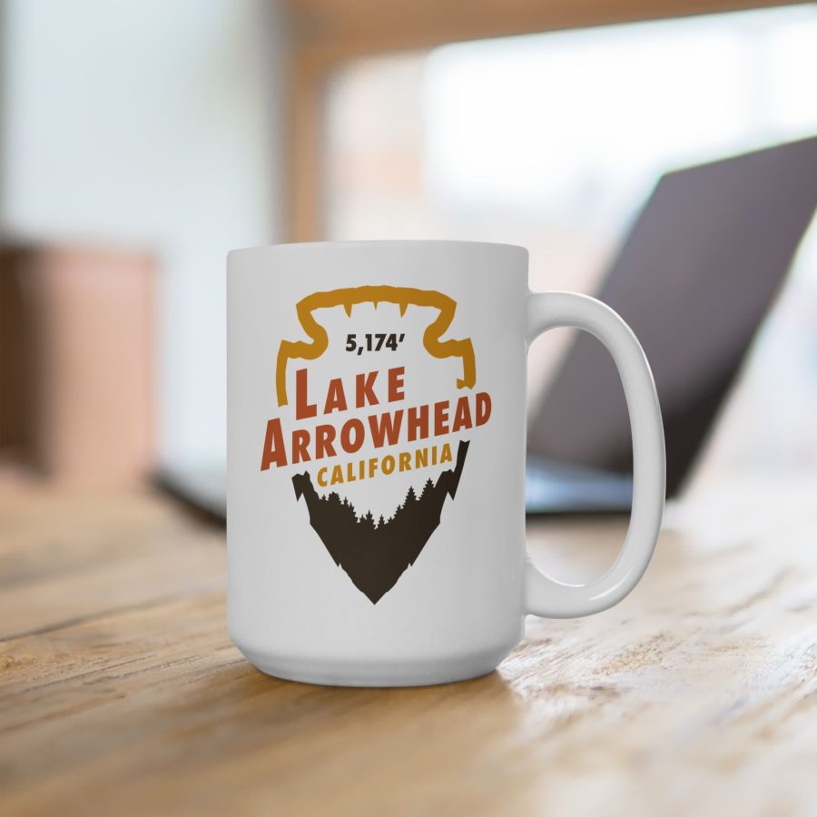 lake arrowhead coffee mug with our vintage signature arrowhead + elevation