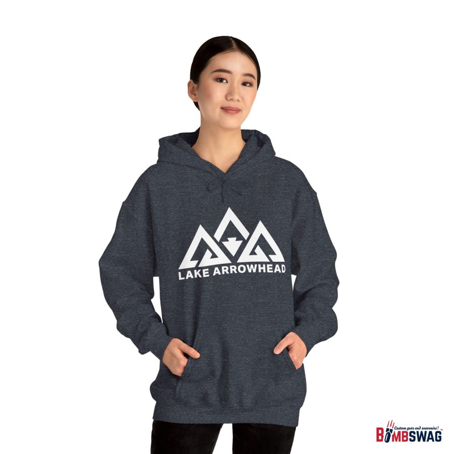 lake arrowhead unisex hoodie with our signature three peak arrowhead design