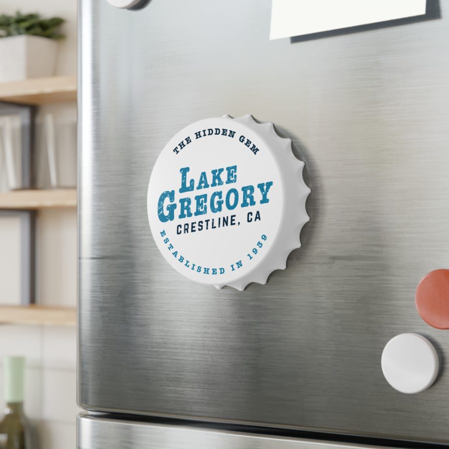 lake gregory bottle opener refrigerator magnet with our hidden gem design