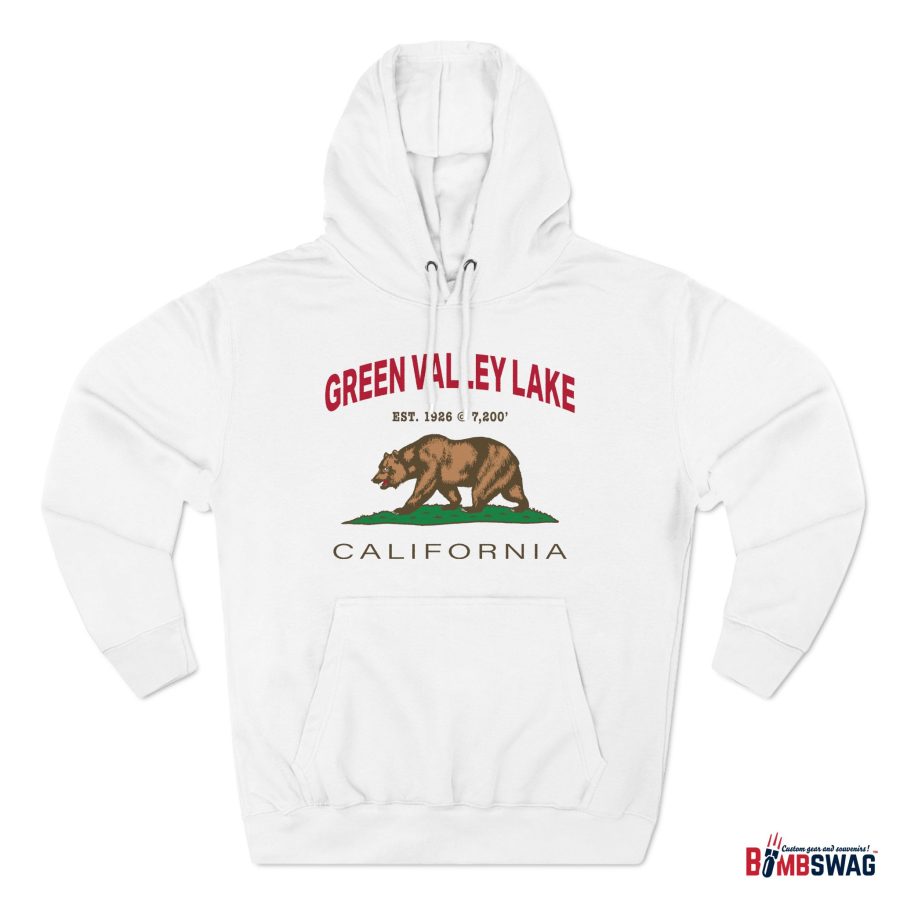 green valley lake premium california bear hoodie with est. date and elevation