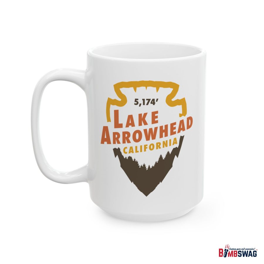 lake arrowhead coffee mug with our vintage signature arrowhead + elevation