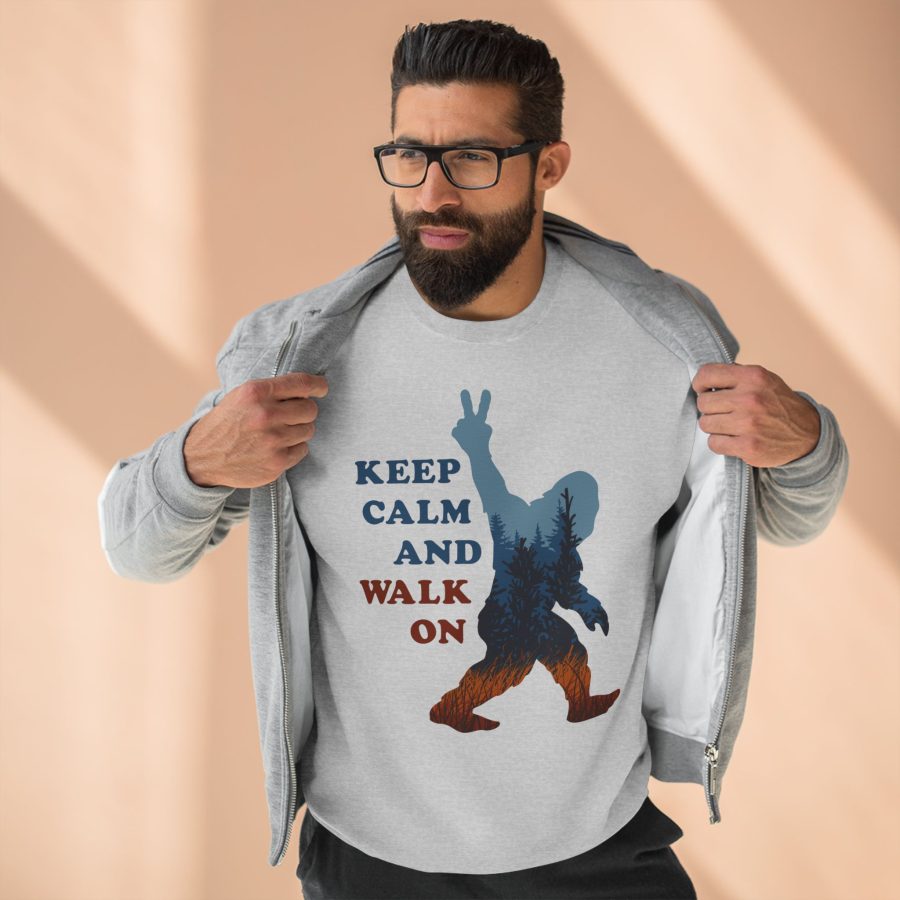 bigfoot premium keep calm and walk on crewneck sweatshirt