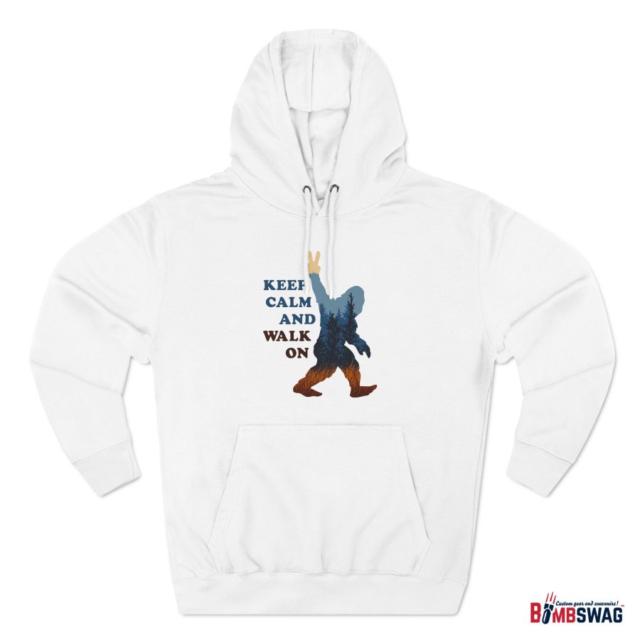 bigfoot keep calm and walk on premium hoodie