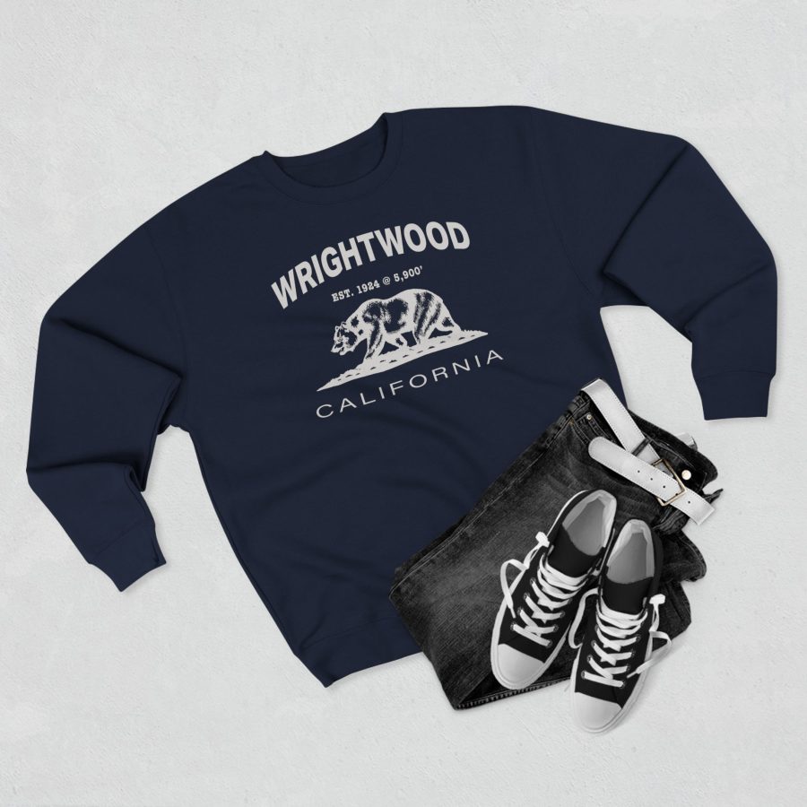 wrightwood, ca premium california bear crewneck sweatshirt with est. date + elevation