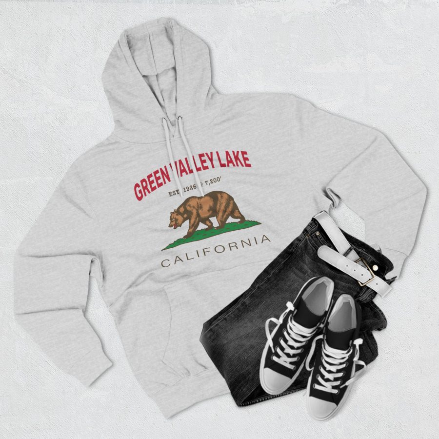 green valley lake premium california bear hoodie with est. date and elevation