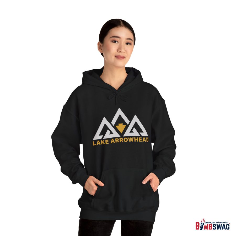 lake arrowhead unisex hoodie with our signature three peak arrowhead design