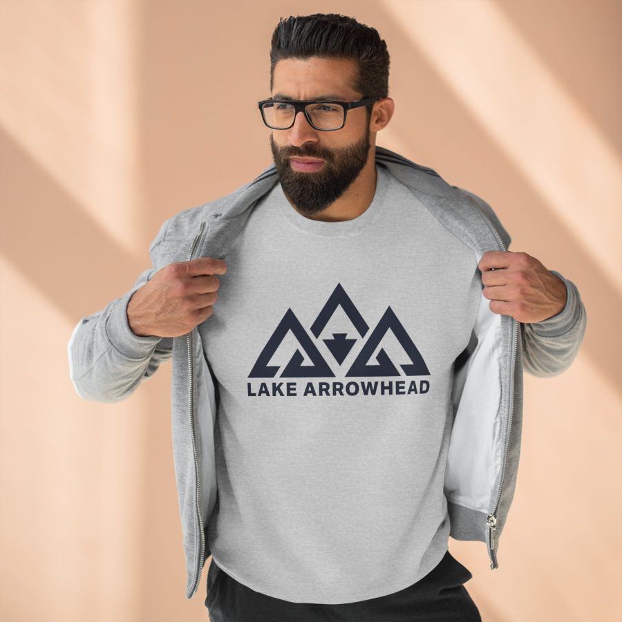 lake arrowhead modern three peaks + arrowhead premium crewneck sweatshirt