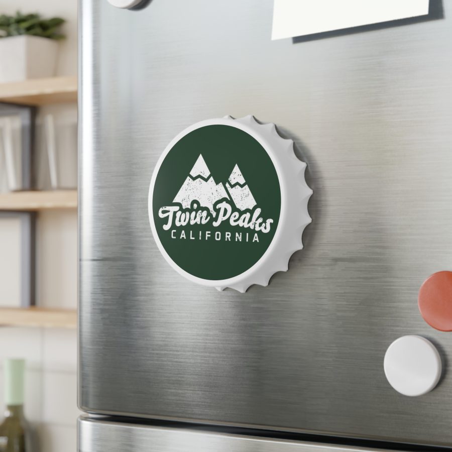 twin peaks bottle opener refrigerator magnet with our snow capped mountain peaks design