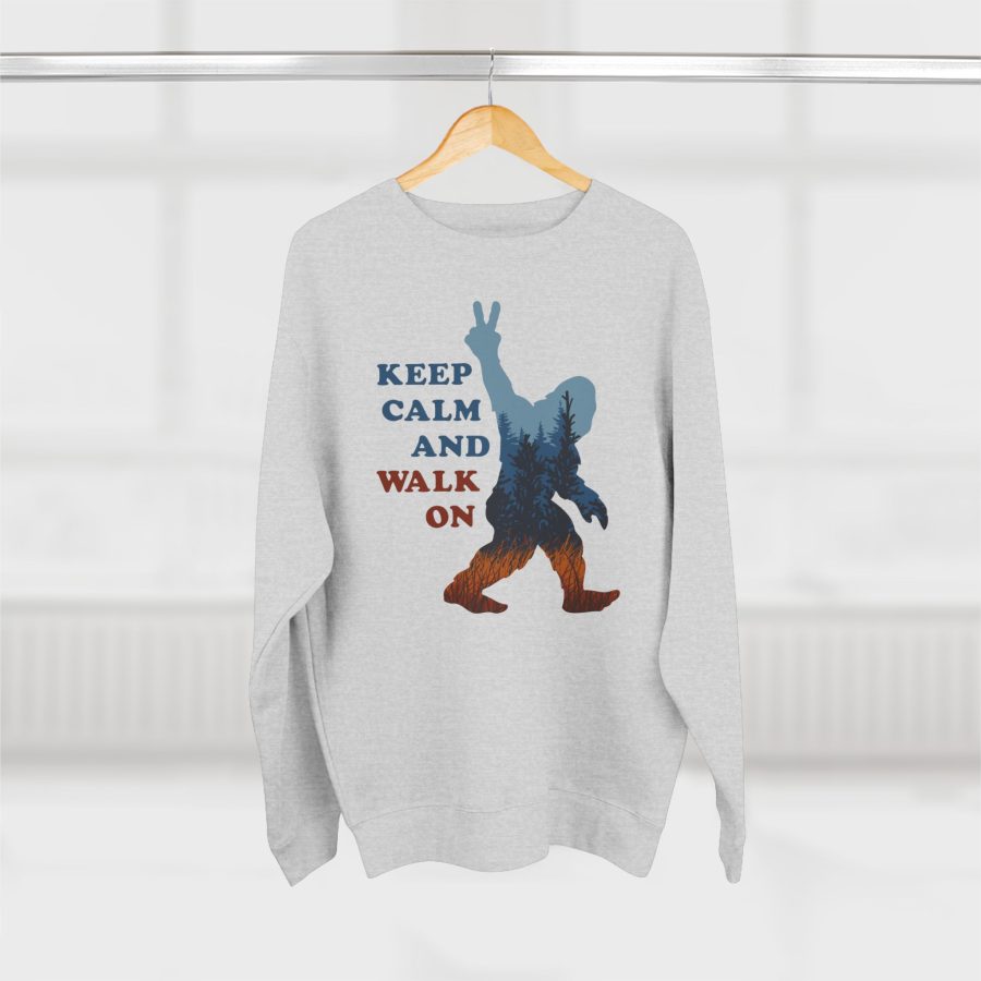 bigfoot premium keep calm and walk on crewneck sweatshirt