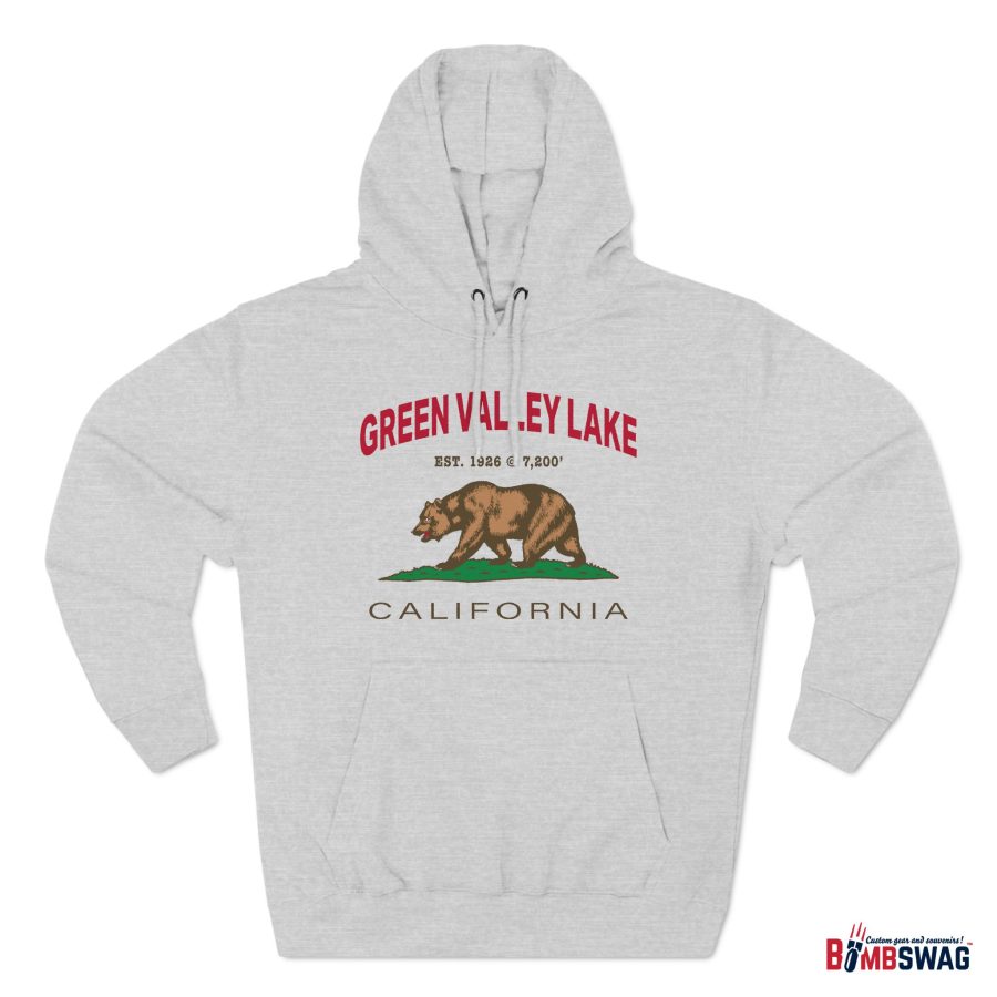 green valley lake premium california bear hoodie with est. date and elevation