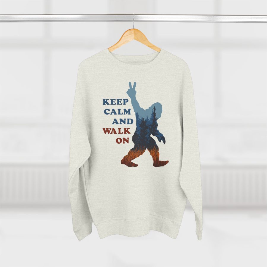 bigfoot premium keep calm and walk on crewneck sweatshirt