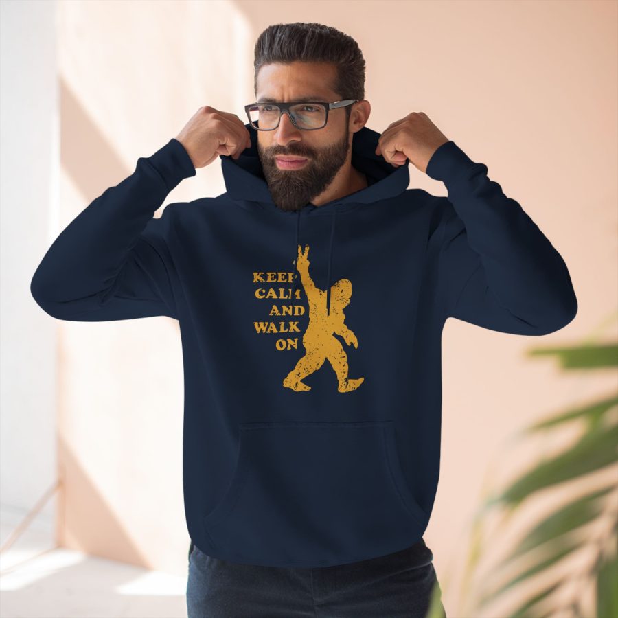 bigfoot keep calm and walk on premium hoodie