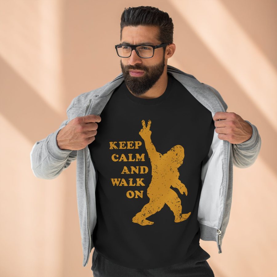 bigfoot premium keep calm and walk on crewneck sweatshirt