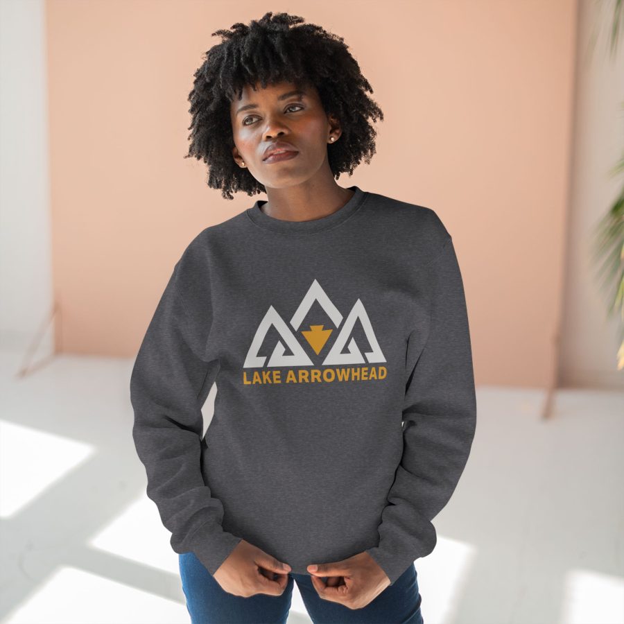 lake arrowhead modern three peaks + arrowhead premium crewneck sweatshirt