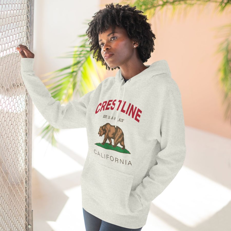 crestline, ca premium california bear hoodie with est. date and elevation