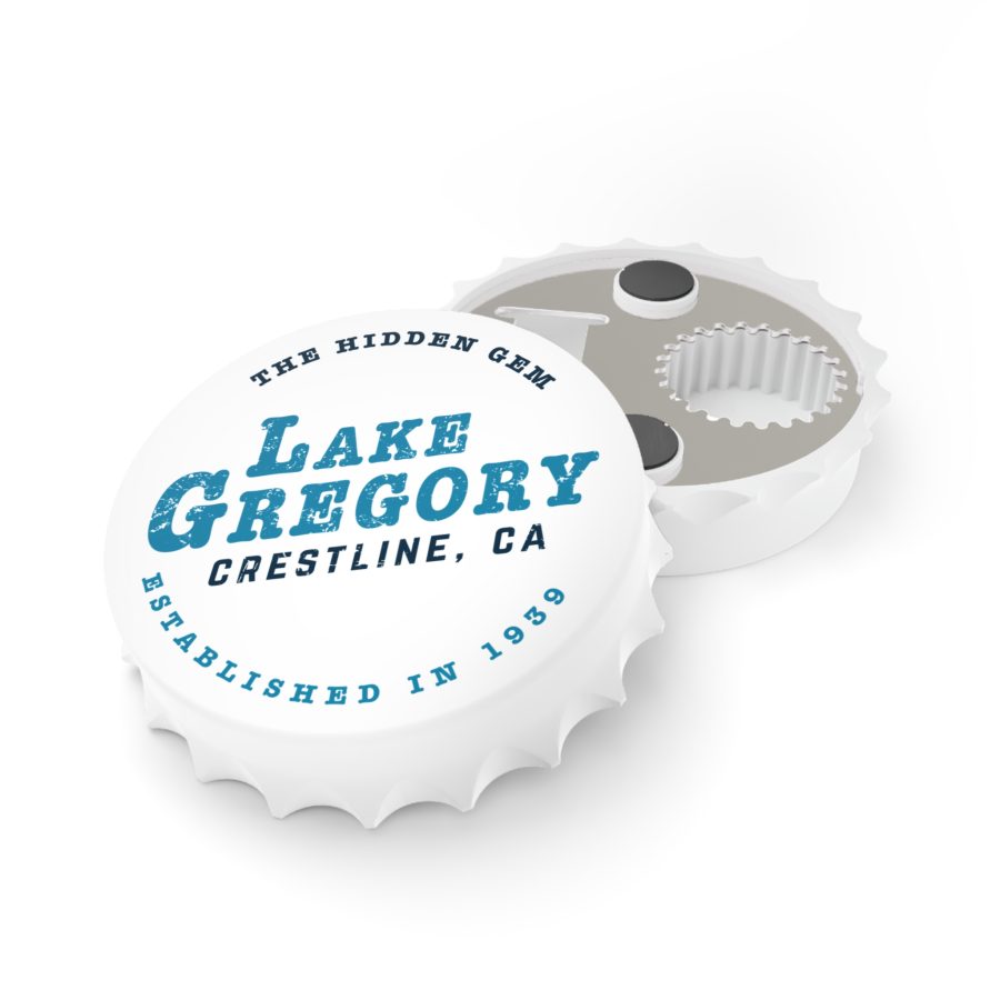 lake gregory bottle opener refrigerator magnet with our hidden gem design