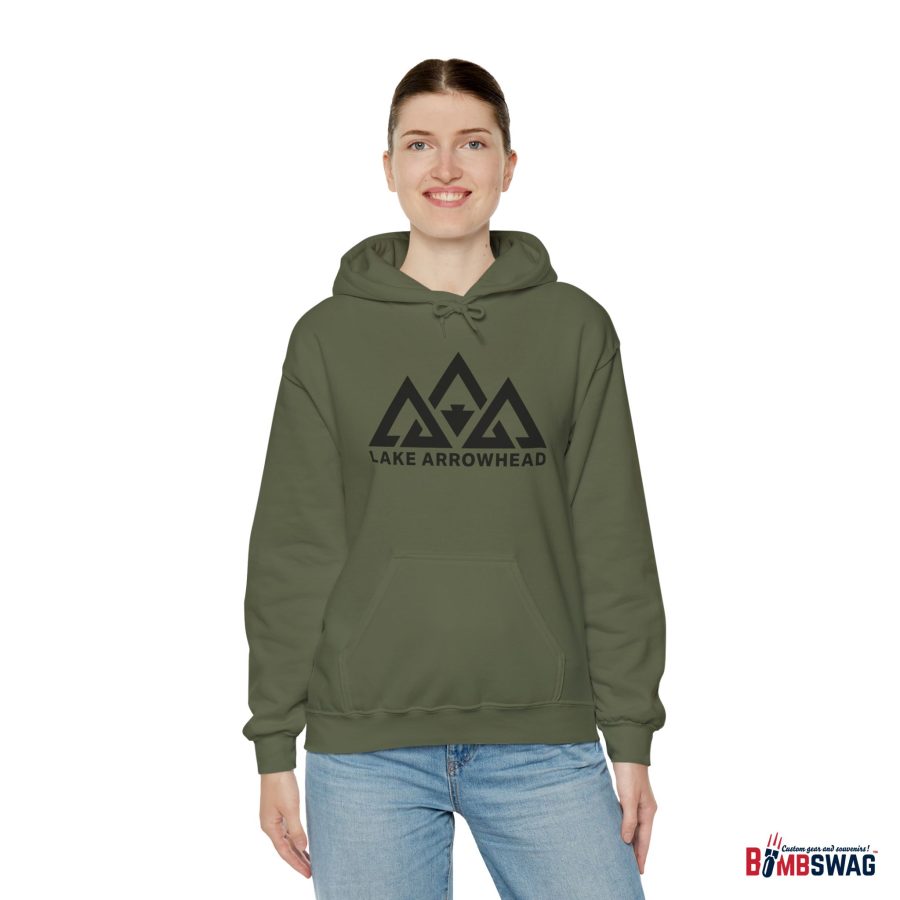 lake arrowhead unisex hoodie with our signature three peak arrowhead design