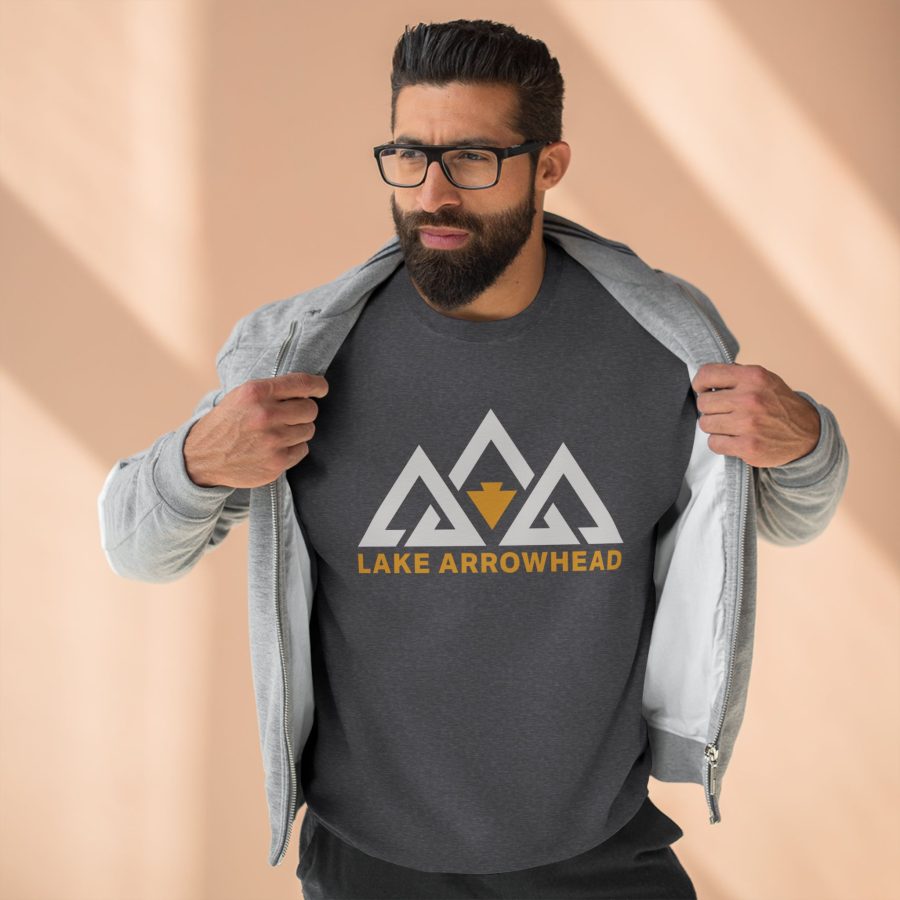 lake arrowhead modern three peaks + arrowhead premium crewneck sweatshirt