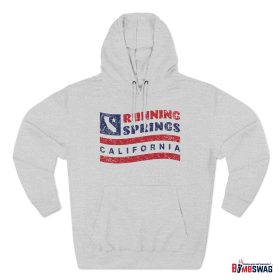 running springs premium hoodie with our flag wave, star, and state shape design