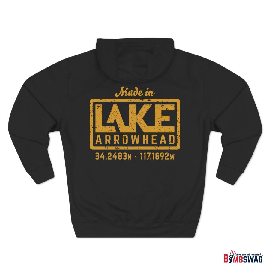 lake arrowhead premium modern la stamp hoodie with map coordinates