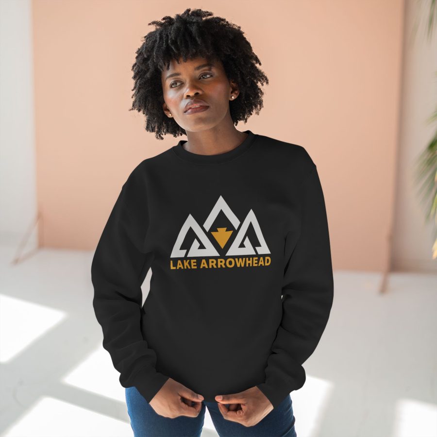 lake arrowhead modern three peaks + arrowhead premium crewneck sweatshirt