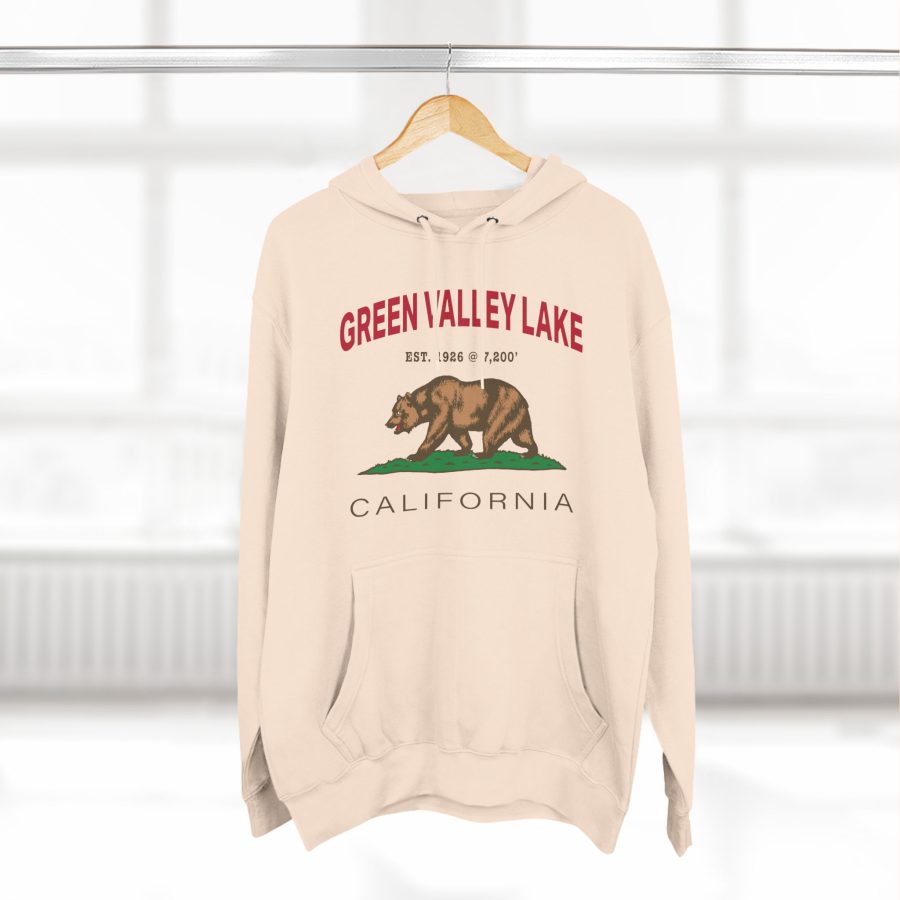 green valley lake premium california bear hoodie with est. date and elevation