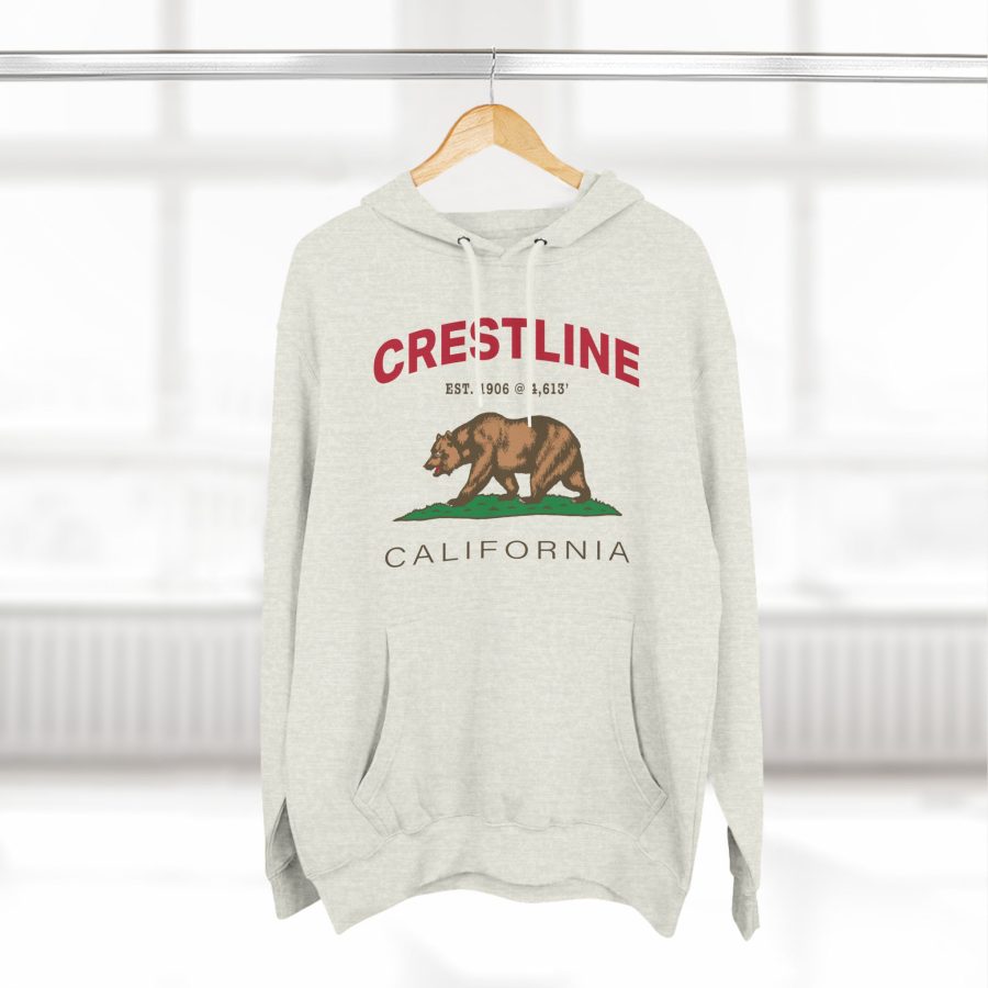 crestline, ca premium california bear hoodie with est. date and elevation